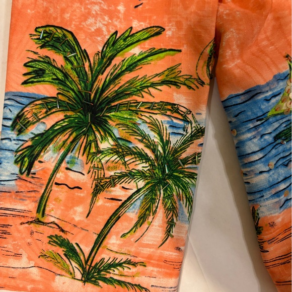 Vintage Nancy Bolen City Girl orange 100% silk blazer jacket tropical print S - Picture 6 of 10